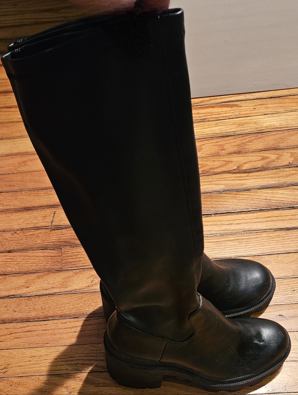 Steve Madden  DERBY Classic Tall Black Leather WEDGE Boots Sz 7